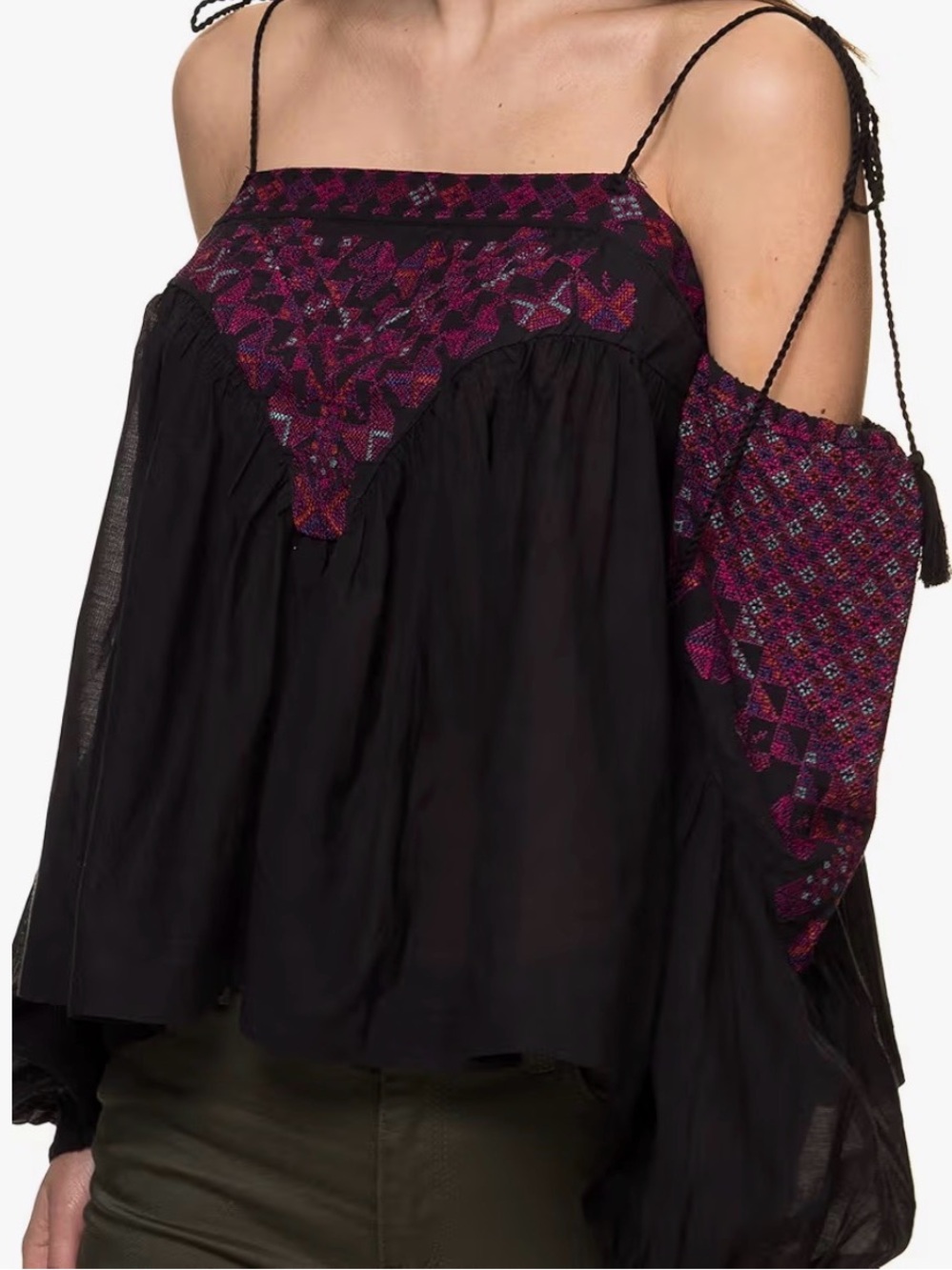 NWT Free People Vacay Vibin
Cold Shoulder Top M
Embroidered Peasant Tassel - Picture 3 of 7